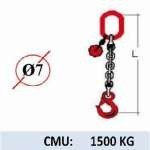 Elingue chaine 1 brin - crochet à linguet - CMU 1500kg (classe 80)