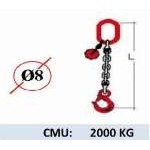 Elingue chaine 1 brin - crochet à linguet - CMU 2000 kg (classe 80)