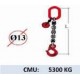 Elingue chaine 1 brin - crochet à linguet - CMU 5300 kg (classe 80)