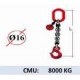 Elingue chaine 1 brin - crochet à linguet - CMU 8000 kg (classe 80)