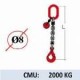 Elingue chaine 1 brin - crochet automatique - CMU 2000 kg (classe 80)
