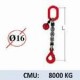 Elingue chaine 1 brin - crochet automatique - CMU 8000 kg (classe 80)