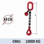 Elingue chaine 1 brin - crochet automatique - CMU 10000 kg (classe 80)
