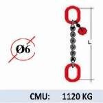 Elingue chaine 1 brin - extrémité : anneau - CMU 1120 kg (classe 80)
