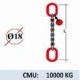 Elingue chaine 1 brin - extrémité : anneau - CMU 10000 kg (classe 80)