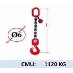 Elingue chaine 1 brin - crochet à émerillon - CMU 1120 kg (classe 80)
