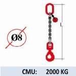 Elingue chaine 1 brin - crochet automatique à émerillon - CMU 2000 kg (classe 80)