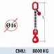 Elingue chaine 1 brin - crochet automatique à émerillon - CMU 8000 kg (classe 80)