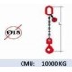 Elingue chaine 1 brin - crochet automatique à émerillon - CMU 10000 kg (classe 80)