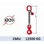 Elingue chaine 1 brin - crochet automatique à émerillon - CMU 12500 kg (classe 80)