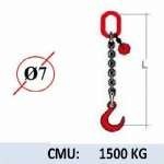 Elingue chaine 1 brin - crochet fonderie - CMU 1500kg (classe 80)