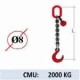 Elingue chaine 1 brin - crochet fonderie - CMU 2000 kg (classe 80)