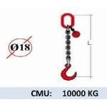 Elingue chaine 1 brin - crochet fonderie - CMU 10000 kg (classe 80)