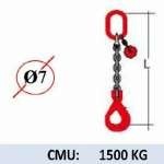 Elingue chaine 1 brin - crochet automatique à chape - CMU 1500kg (classe 80)