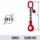 Elingue chaine 1 brin - crochet automatique à chape - CMU 5300 kg (classe 80)
