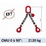 Elingue chaine 2 brins - crochets automatiques - CMU 2120 kg (classe 80)
