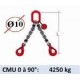 Elingue chaine 2 brins - crochets automatiques - CMU 4250 kg (classe 80)