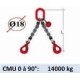 Elingue chaine 2 brins - crochets automatiques - CMU 14000 kg (classe 80)