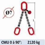 Elingue chaine 2 brins - extrémité : anneaux - CMU 2120 kg (classe 80)