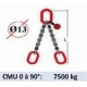 Elingue chaine 2 brins - extrémité : anneaux - CMU 7500 kg (classe 80)