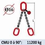 Elingue chaine 2 brins - extrémité : anneaux - CMU 11200 kg (classe 80)