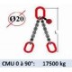 Elingue chaine 2 brins - extrémité : anneaux - CMU 17000 kg (classe 80)