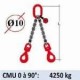 Elingue chaine 2 brins - crochets automatiques à émerillon - CMU 4250 kg (classe 80)