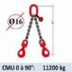 Elingue chaine 2 brins - crochets automatiques à émerillon - CMU 11200 kg (classe 80)
