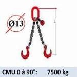 Elingue chaine 2 brins - crochets fonderie - CMU 7500 kg (classe 80)