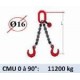 Elingue chaine 2 brins - crochets fonderie - CMU 11200 kg (classe 80)