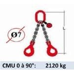 Elingue chaine 2 brins - crochets automatiques à chape - CMU 2120 kg (classe 80)