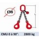 Elingue chaine 2 brins - crochets automatiques à chape - CMU 2800 kg (classe 80)