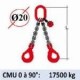 Elingue chaine 2 brins - crochets automatiques à chape - CMU 17000 kg (classe 80)