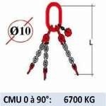 Elingue chaine 3 brins - sans crochet - CMU 6700 kg (classe 80)