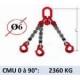 Elingue chaine 3 brins - crochets à linguet - CMU 2360 kg (classe 80)