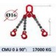 Elingue chaine 3 brins - crochets à linguet - CMU 17000 kg (classe 80)