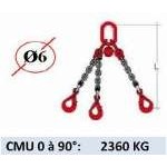 Elingue chaine 3 brins - crochets automatiques - CMU 2360 kg (classe 80)