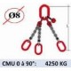 Elingue chaine 3 brins - extrémité : anneaux - CMU 4250 kg (classe 80)