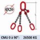 Elingue chaine 3 brins - extrémité : anneaux - CMU 26500 kg (classe 80)