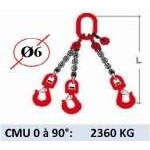 Elingue chaine 3 brins - crochets à émerillon - CMU 2360 kg (classe 80)