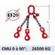 Elingue chaine 3 brins - crochets automatiques émerillon - CMU 26500 kg (classe 80)