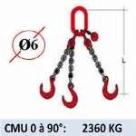 Elingue chaine 3 brins - crochets fonderie - CMU 2360 kg (classe 80)