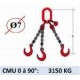 Elingue chaine 3 brins - crochets fonderie - CMU 3150 kg (classe 80)