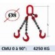 Elingue chaine 3 brins - crochets fonderie - CMU 4250 kg (classe 80)