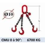 Elingue chaine 3 brins - crochets fonderie - CMU 6700 kg (classe 80)