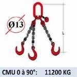 Elingue chaine 3 brins - crochets fonderie - CMU 11200 kg (classe 80)