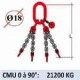 Elingue chaine 4 brins - sans crochet - CMU 21200 kg (classe 80)