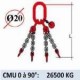 Elingue chaine 4 brins - sans crochet - CMU 26500 kg (classe 80)