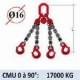 Elingue chaine 4 brins - crochets à linguet - CMU 17000 kg (classe 80)