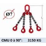 Elingue chaine 4 brins - crochets automatiques - CMU 3150 kg (classe 80)